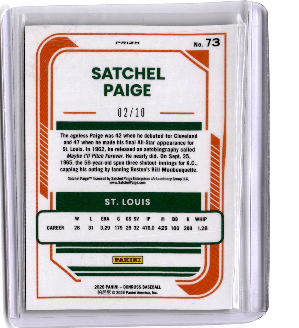 2026 Donruss #73 Satchel Paige Optic Gold #/10
