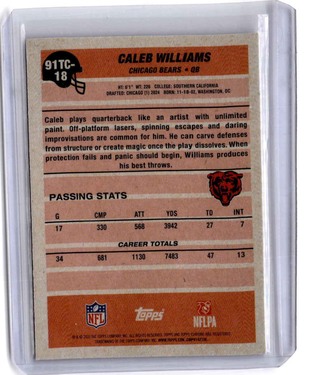 2026 Topps Flagship #91TC-18 Caleb Williams 1991 Topps Football Chrome
