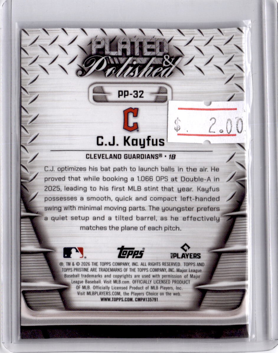 2026 Topps Pristine #PP-32 C.J. Kayfus Plated And Polished