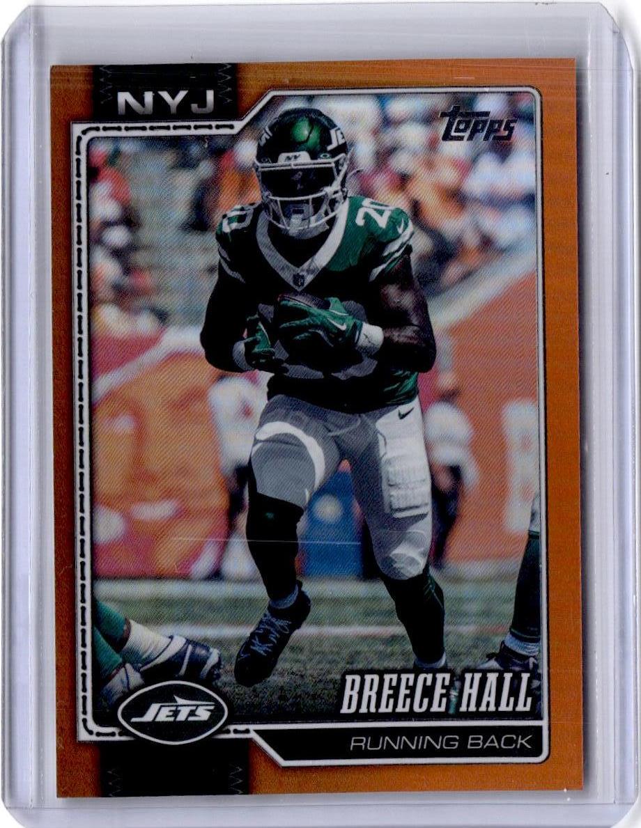 2026 Topps Flagship #162 Breece Hall Orange Holo Foil #/25