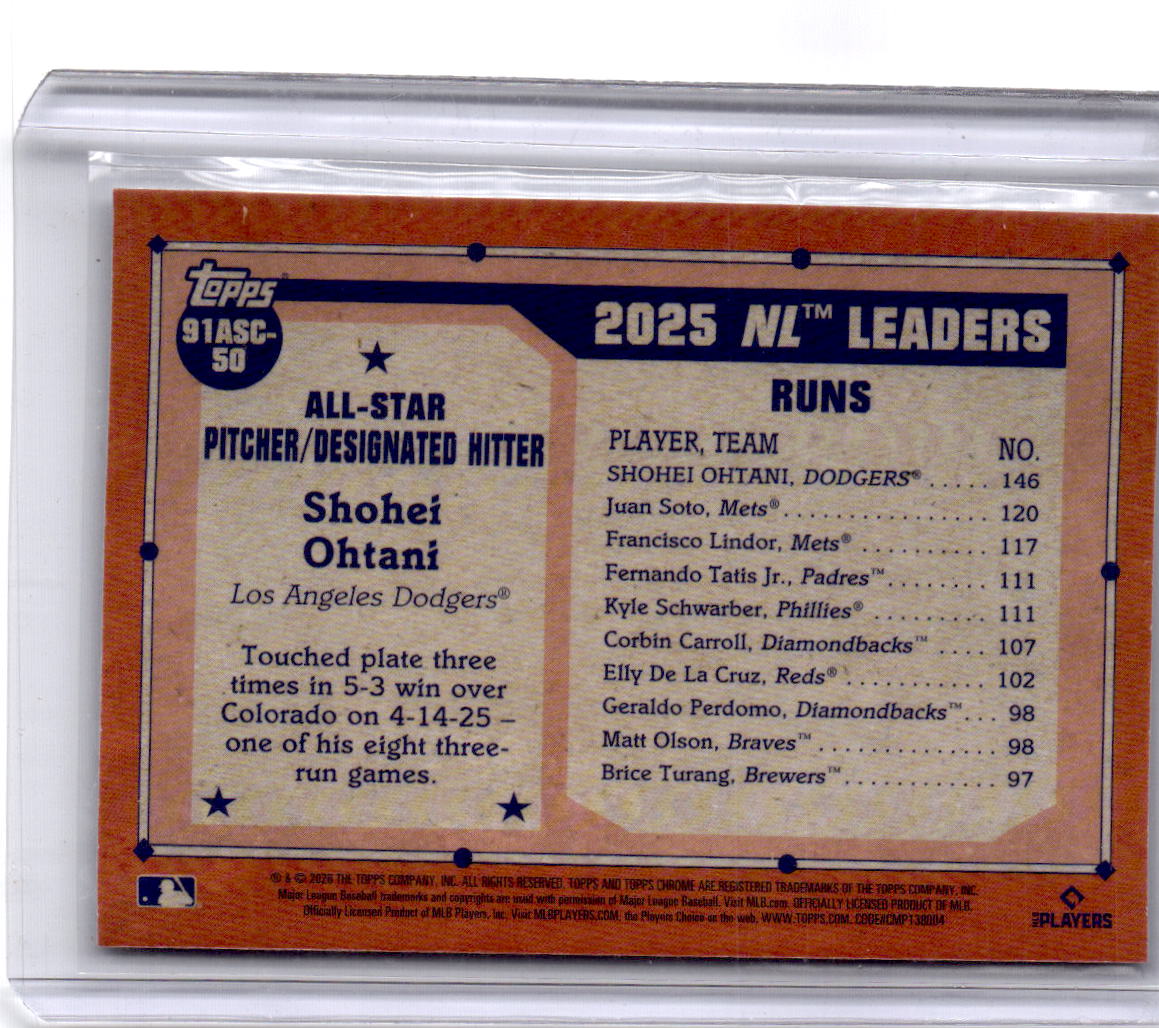 2026 Topps Shohei Ohtani 1991 Baseball 35th Anniversary Chrome All-Stars