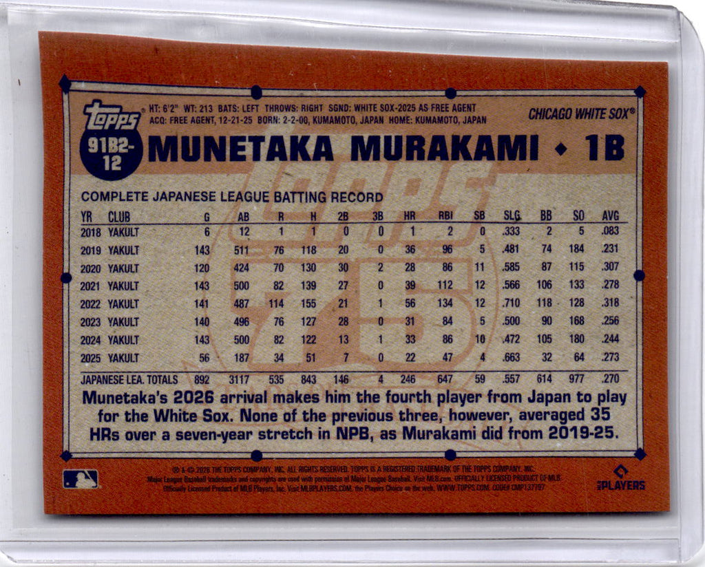 2026 Topps Munetaka Murakami 1991 Topps Baseball 35th Anniversary (Series Two)