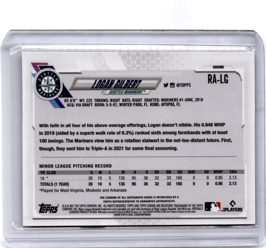 2021 Topps Chrome Update Sapphire Edition #RA-LG Logan Gilbert Rookie Autographs