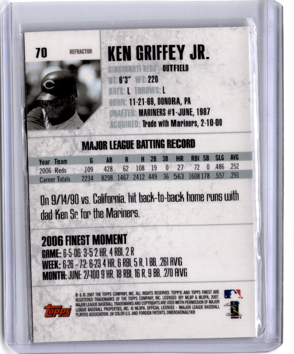 2007 Finest #70 Ken Griffey Jr. Refractors