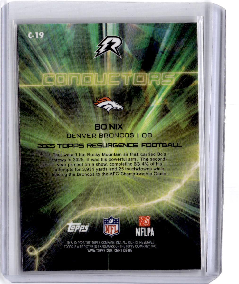 2025 Topps Resurgence #C-19 Bo Nix Conductors White Surge Refractor #/125
