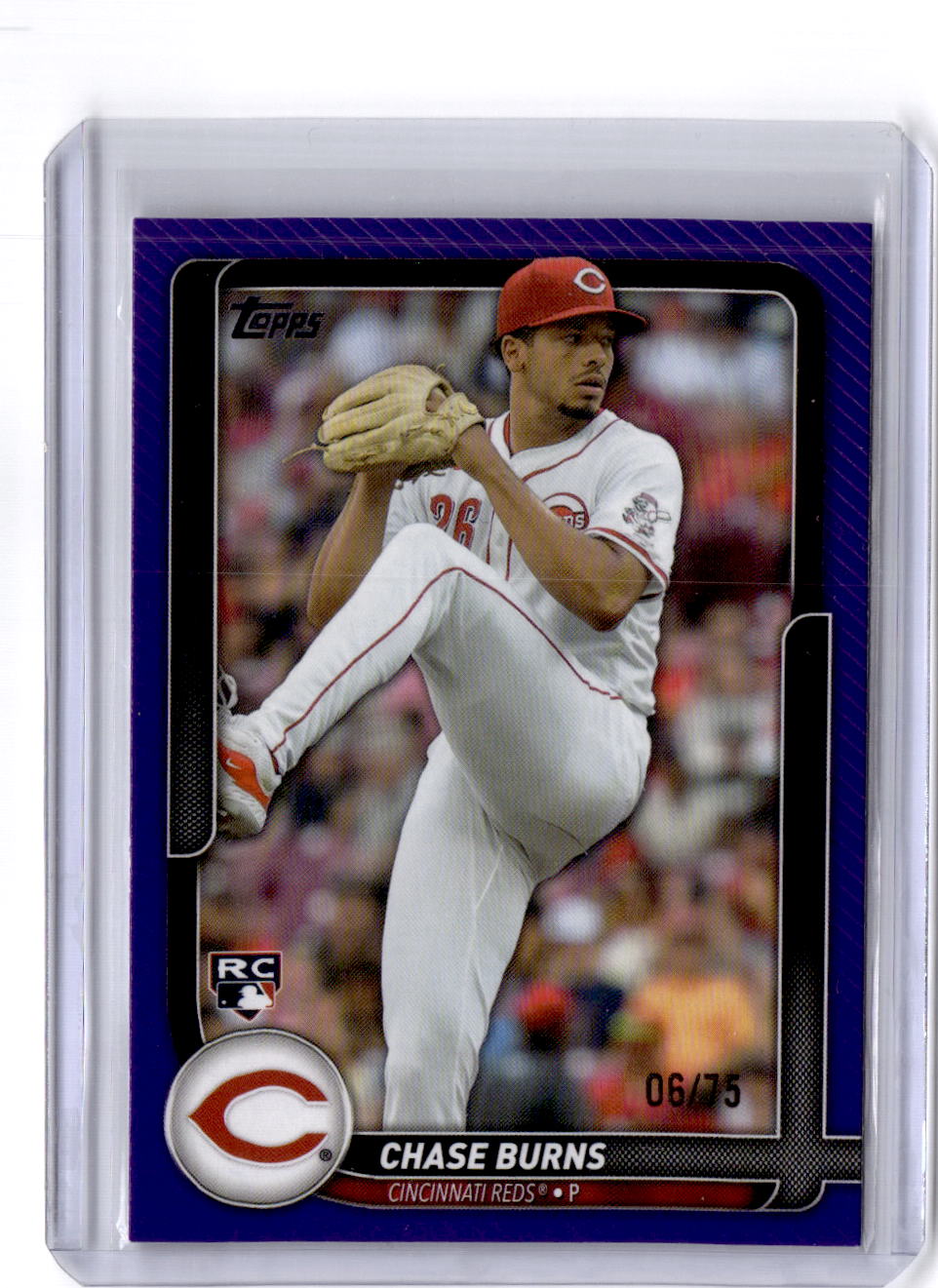 2026 Topps #17 Chase Burns Flagship Collection Chrome Purple (Series Two) #/75