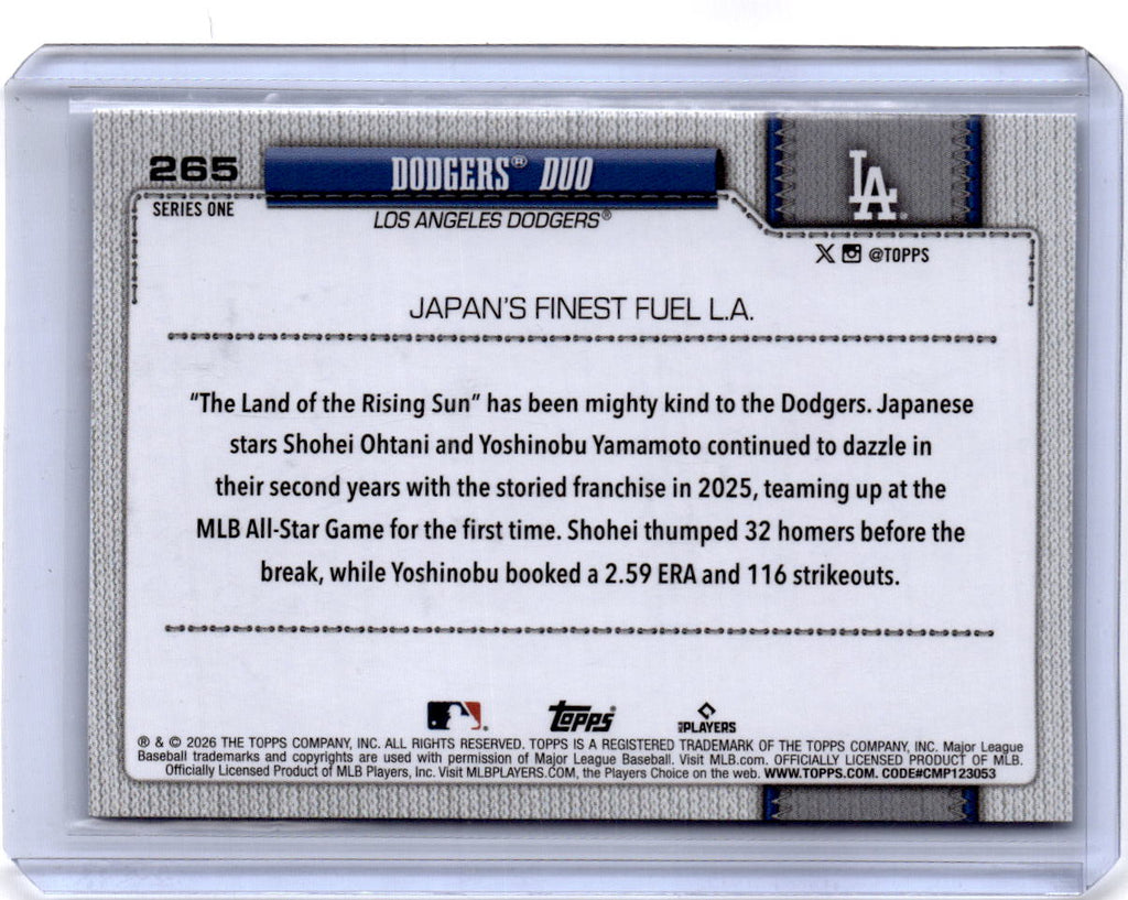 2026 Topps #265 Dodgers Duo Diamante Foil