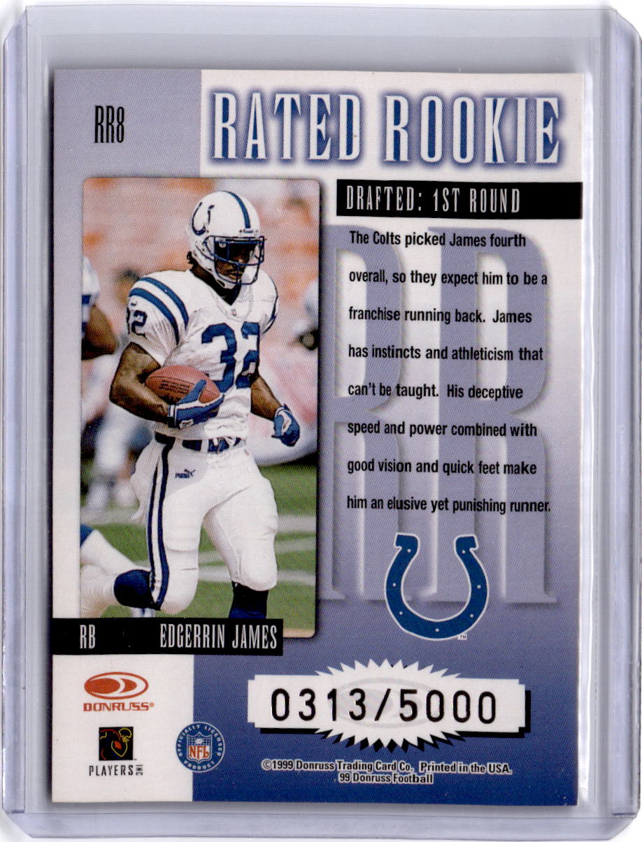 1999 Donruss #RR8 Edgerrin James Rated Rookies #/5000