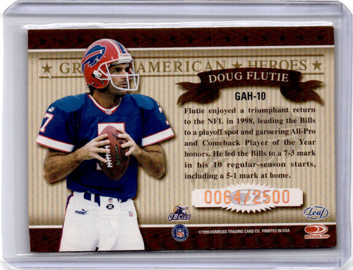 1999 Leaf Rookies & Stars #GAH-10 Doug Flutie Great American Heroes #/2500