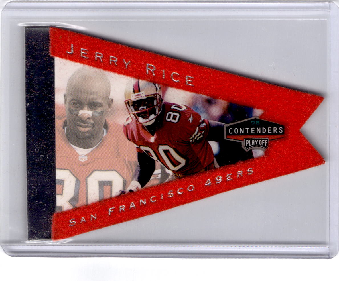 1998 Playoff Contenders - Pennants Red Felt #83 Jerry Rice