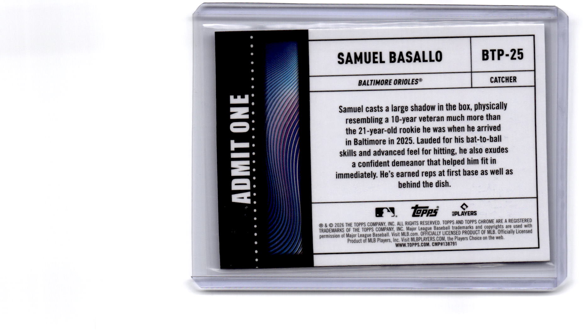 2026 Topps Chrome #BTP-25 Samuel Basallo Big Ticket Players