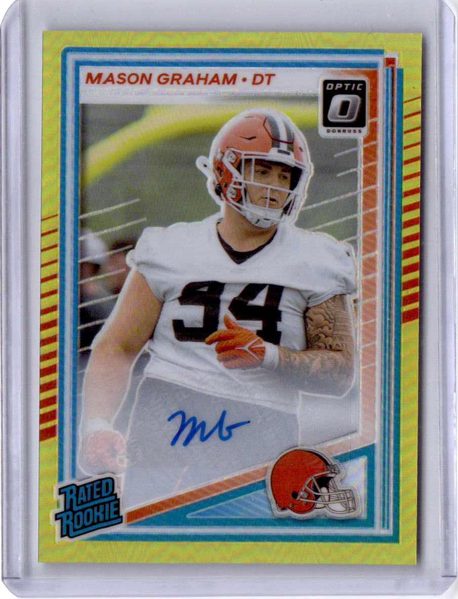 2025 Donruss Optic Mason Graham Rated Rookies RPS Autographs Neon Yellow #/99