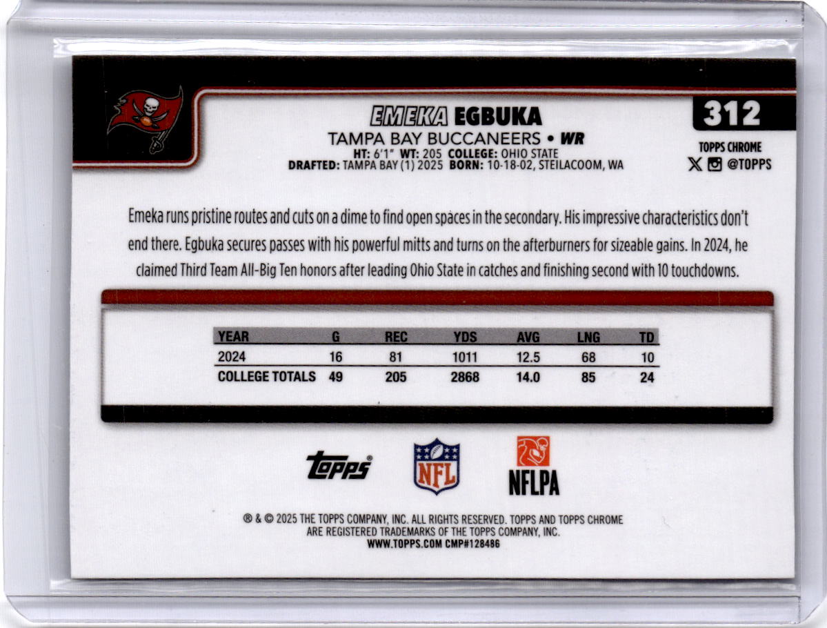2025 Topps Chrome #312b Emeka Egbuka Refractor
