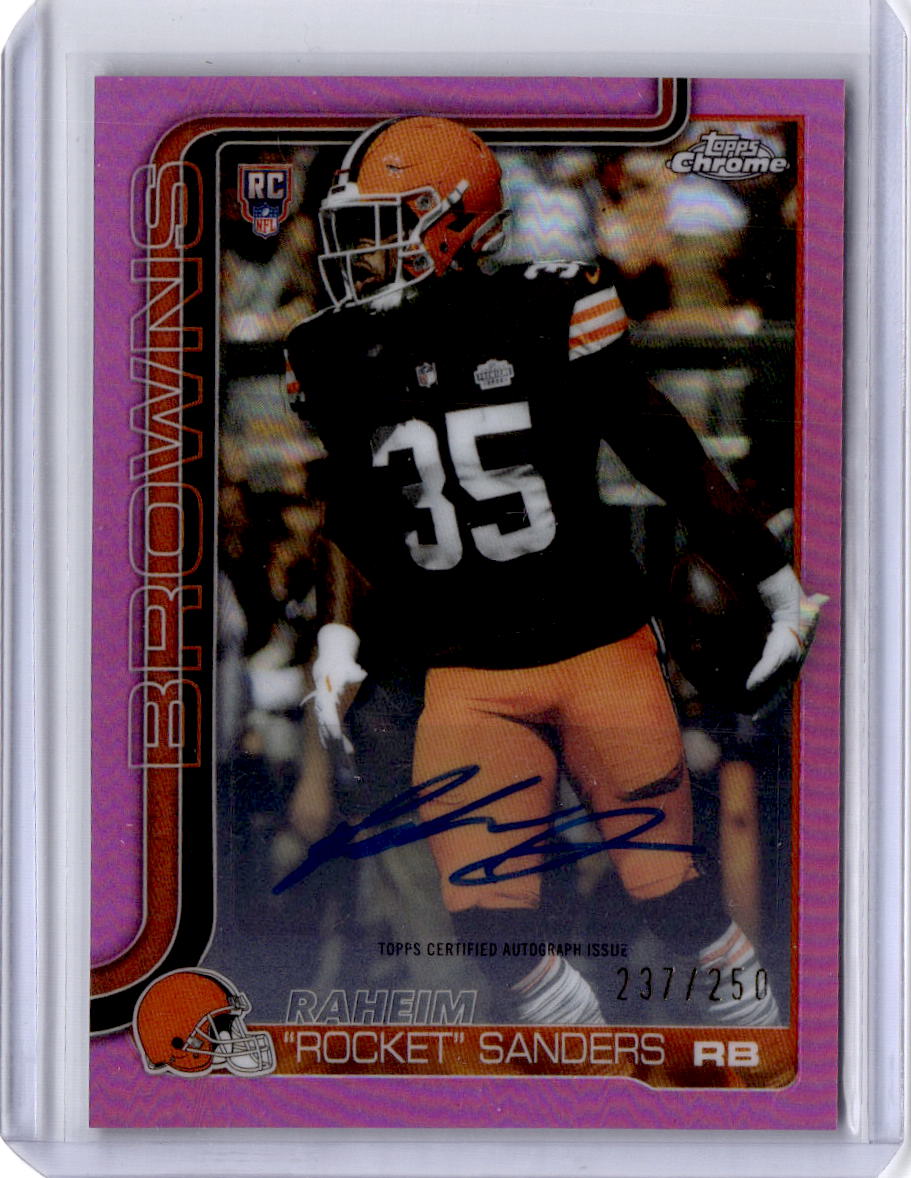 2025 Topps Chrome Raheim Sanders Chrome Rc Autographs Pink Refractor /250