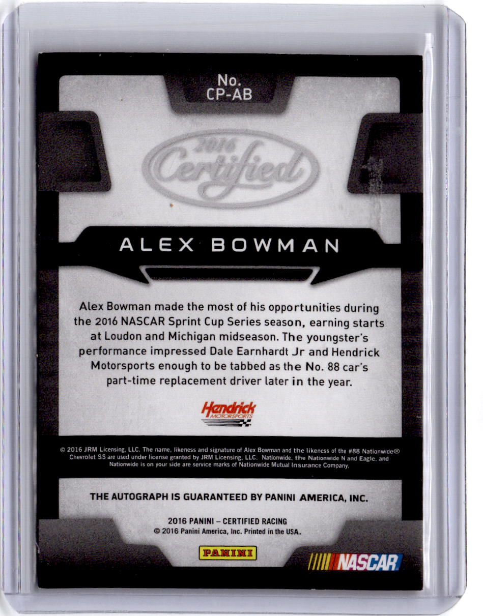 2016 Panini Certified Alex Bowman Certified Potential Signatures Mirror Red/75