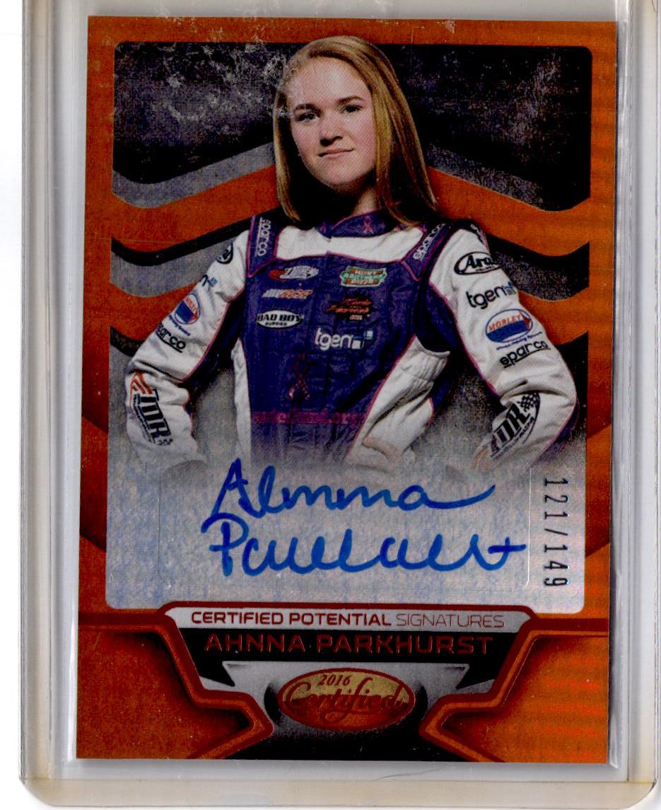2016 Panini Certified Ahnna Parkhurst Certified Signatures Mirror Orange