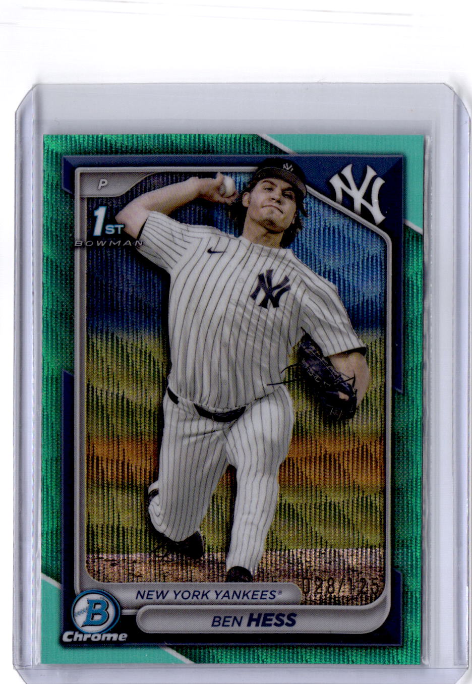 2024 Bowman Draft #BDC-87 Ben Hess Chrome Aqua Wave Refractor #/125