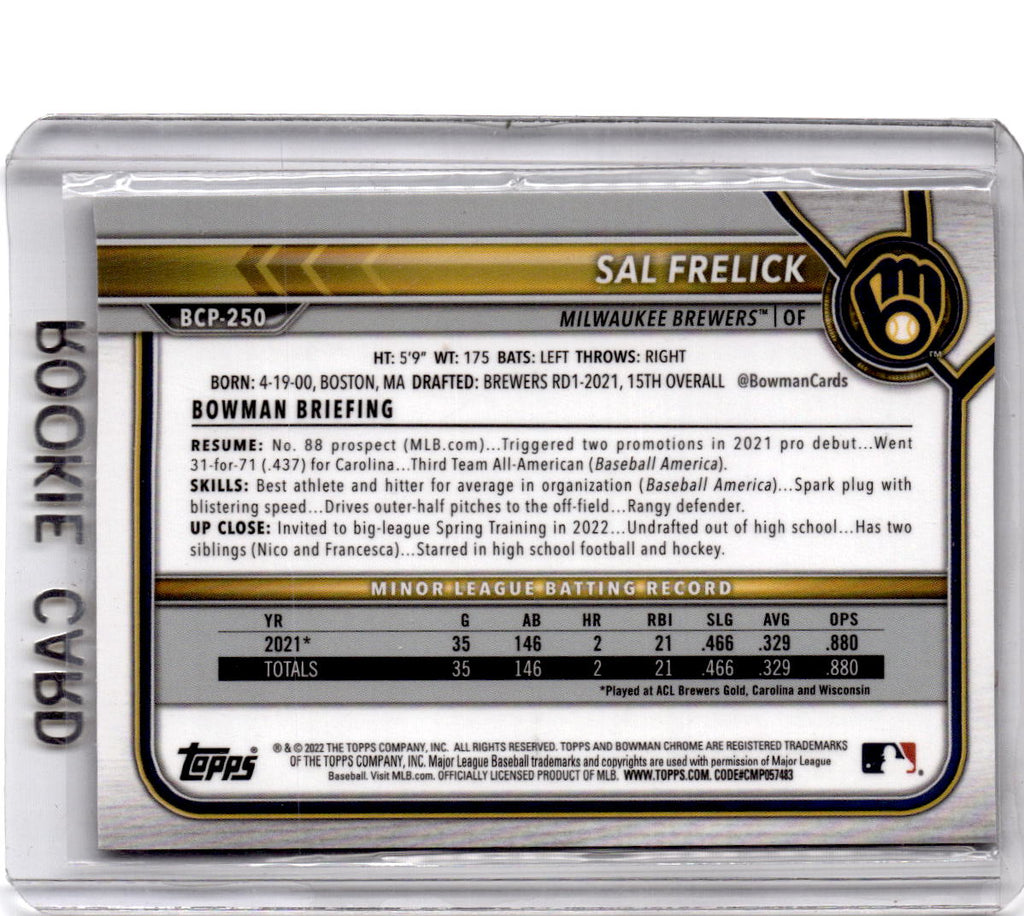 2022 Bowman Chrome Sapphire Edition #BCP-250 Sal Frelick Prospects Purple #/25
