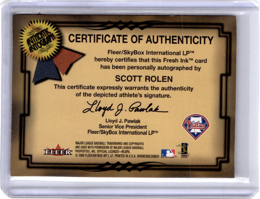 2000 Fleer Showcase #NNO Scott Rolen Fresh Ink