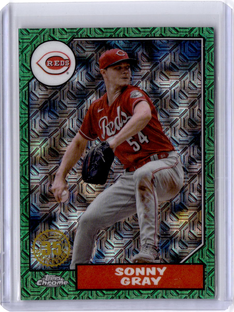 2022 Topps Sonny Gray 1987 Topps Baseball 35th Anniversary Chrome Green #/99