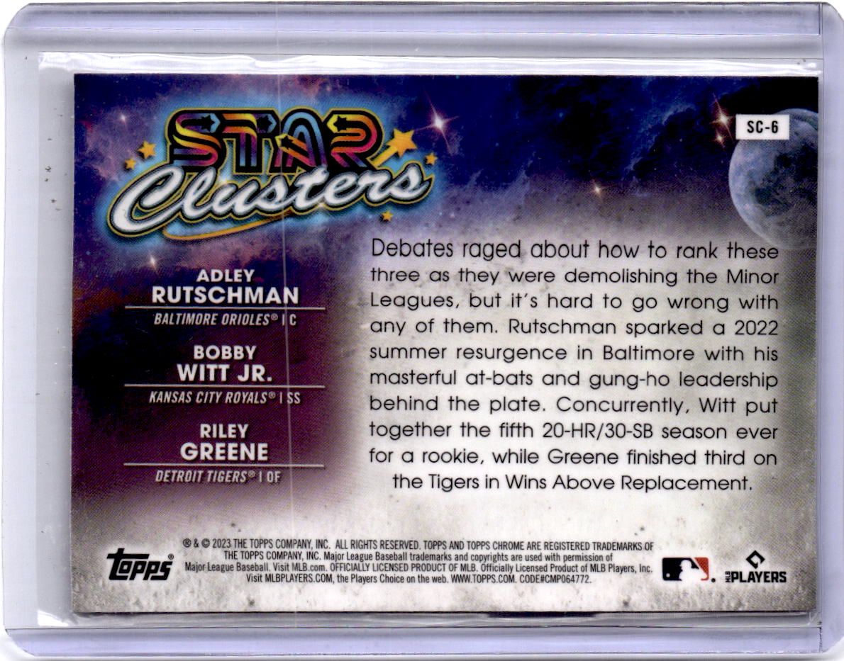 2023 Topps Chrome Cosmic Riley Greene / Bobby Witt Jr. / Rutschman Star Clusters