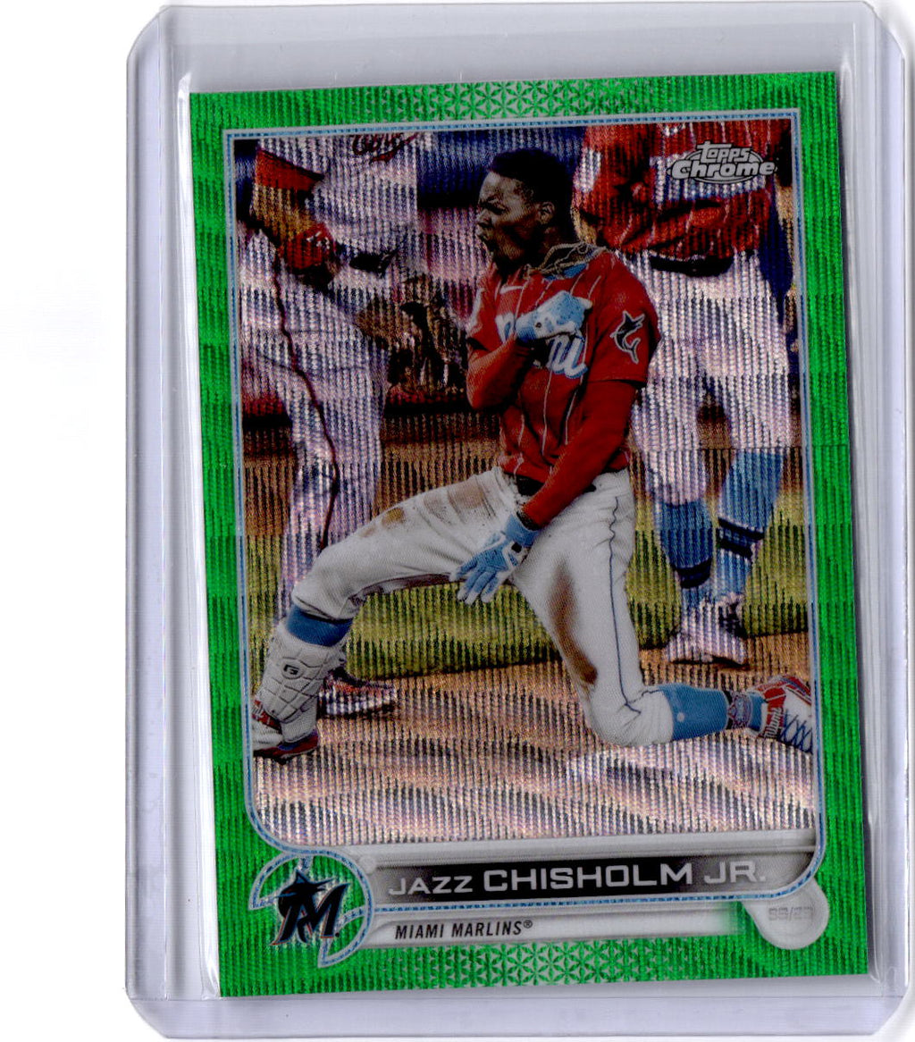 2022 Topps Chrome #91 Jazz Chisholm Jr. Green Wave Refractor #/99