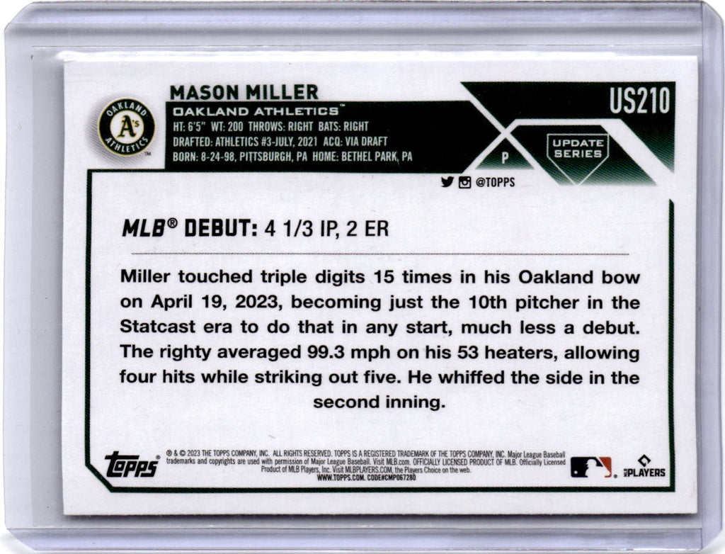 2023 Topps Update #US210 Mason Miller Rainbow Foil