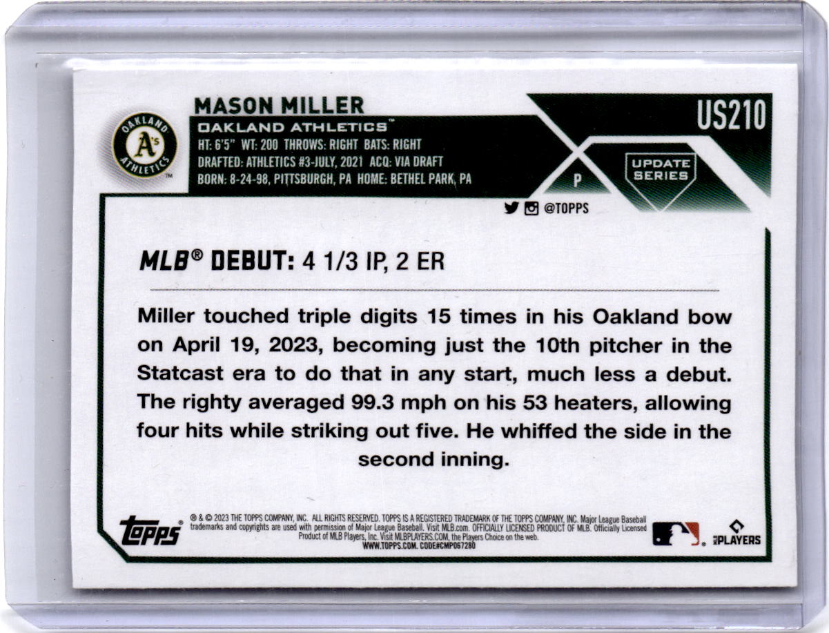 2023 Topps Update #US210 Mason Miller Rainbow Foil