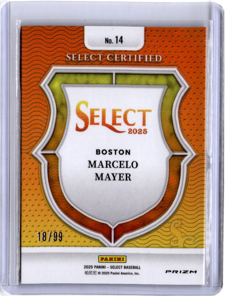 2025 Panini Select #14 Marcelo Mayer Select Certified Red Prizm #/99