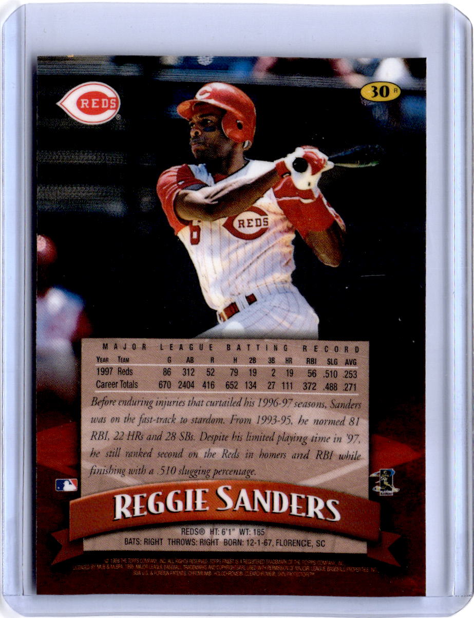 1998 Finest #30 Reggie Sanders Refractors with coating