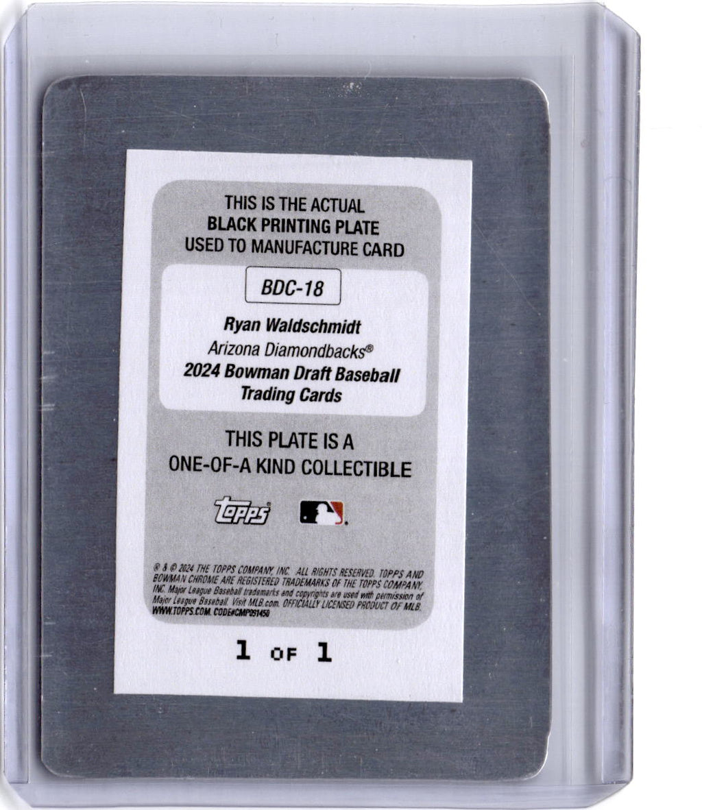 2024 Bowman Draft #BDC-18 Ryan Waldschmidt Chrome Printing Plates Black #/1