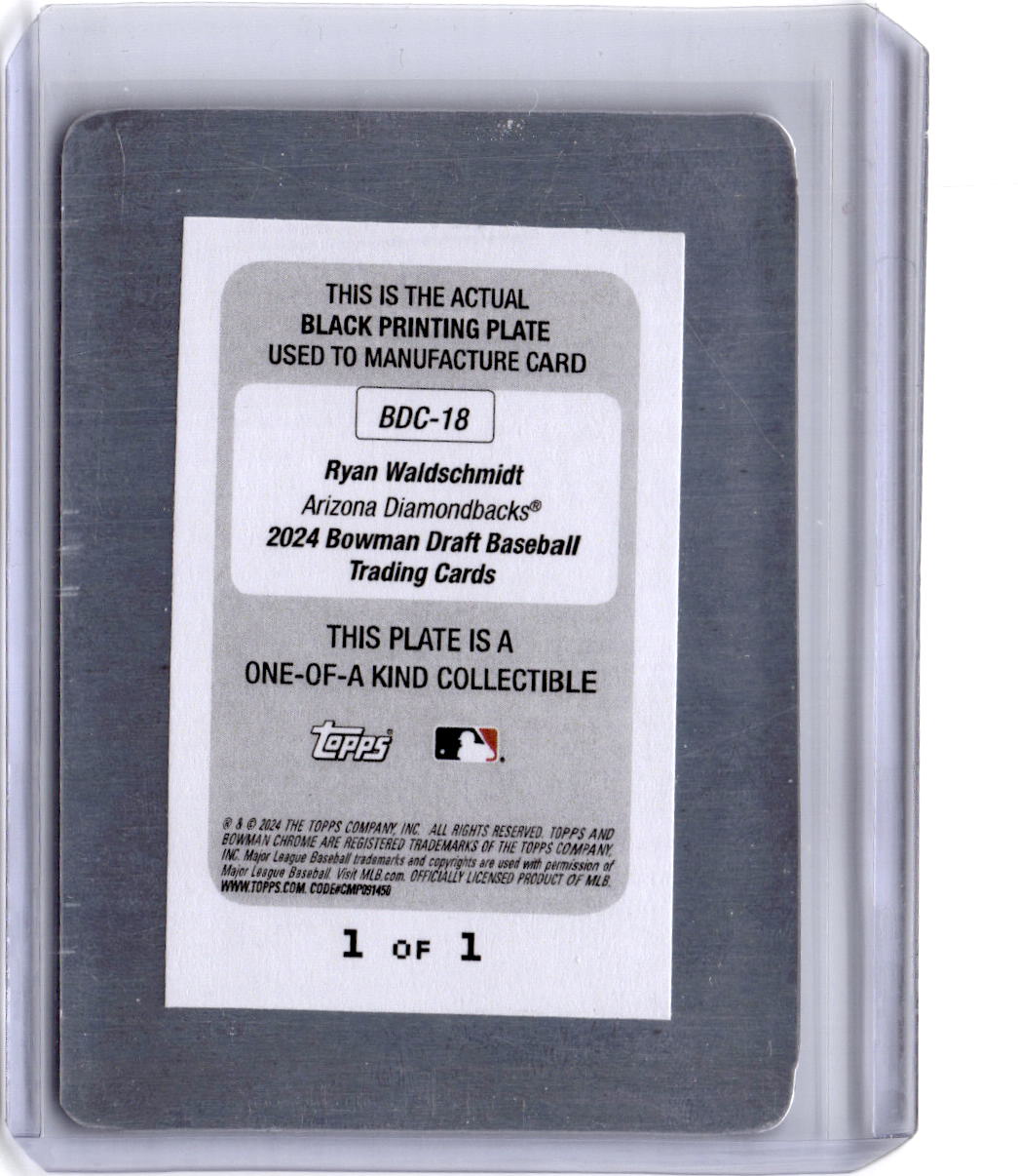 2024 Bowman Draft #BDC-18 Ryan Waldschmidt Chrome Printing Plates Black #/1