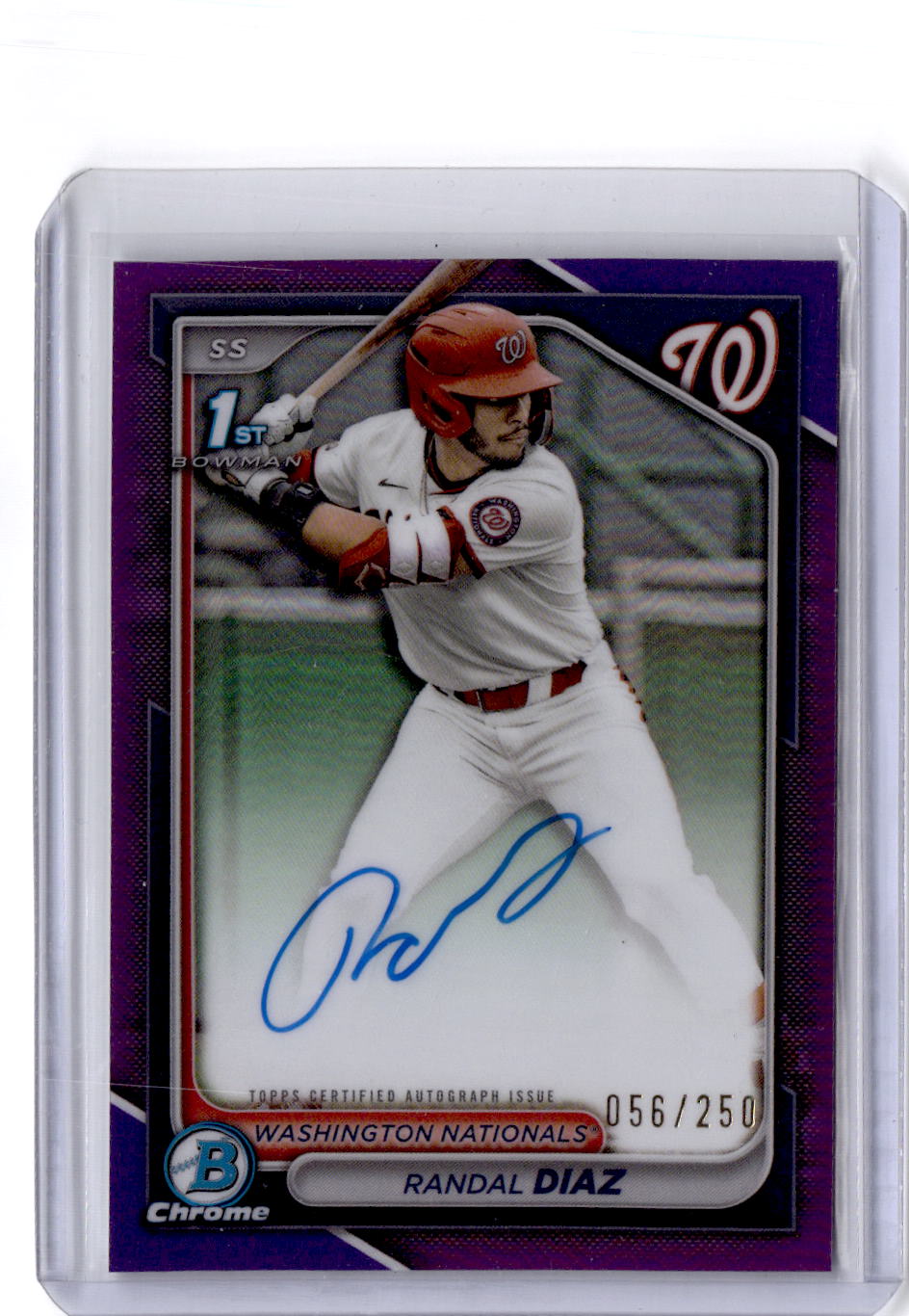 2024 Bowman Draft Randal Diaz Chrome Prospect Autographs Purple Refractor #/250