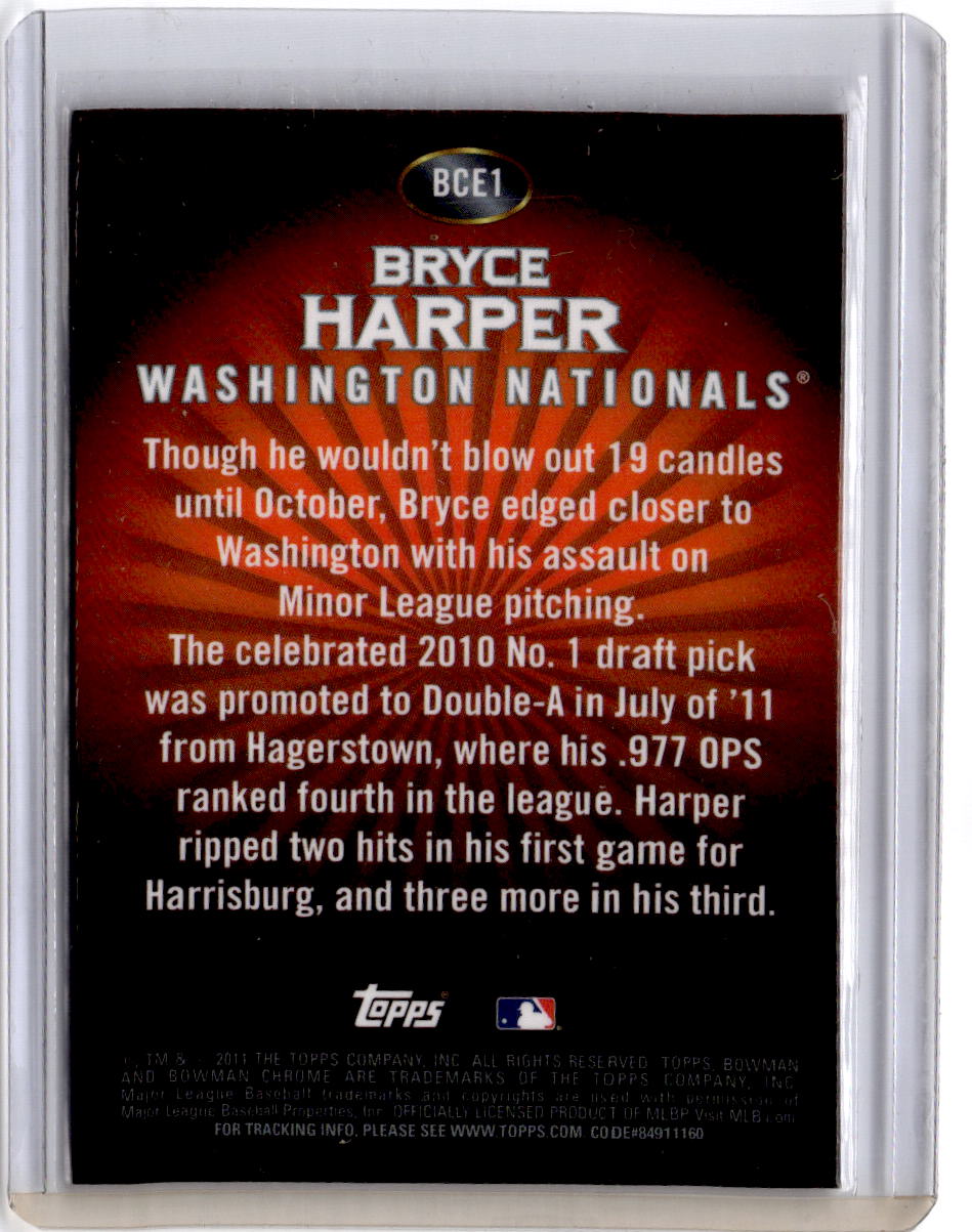 2011 Bowman chrome #BCE1 Bryce Harper Bowman Chrome