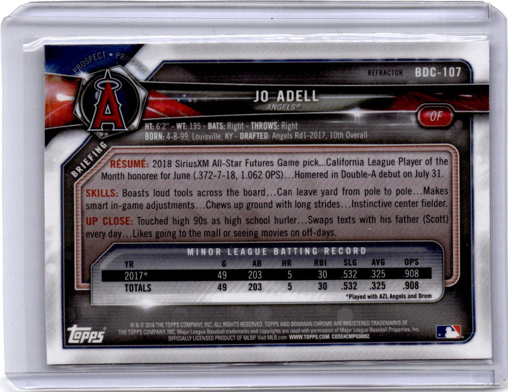 2018 Bowman Draft #BDC-107 Jo Adell Chrome