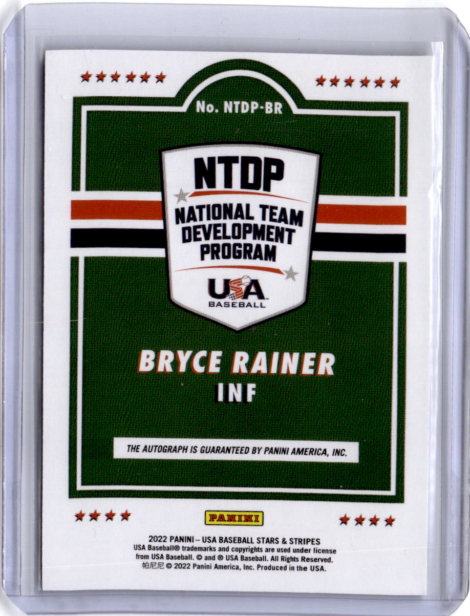 2022 Panini Stars & Stripes USA Bryce Rainer National Signatures Blue Ink #/399