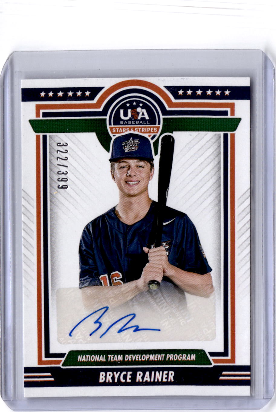 2022 Panini Stars & Stripes USA Bryce Rainer National Signatures Blue Ink #/399