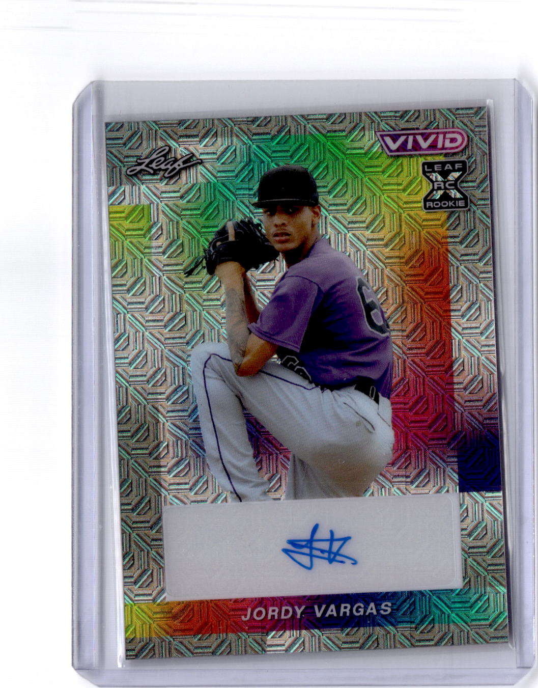 2023 Leaf Vivid #BA-JV1 Jordy Vargas Base Auto Prismatic Gray
