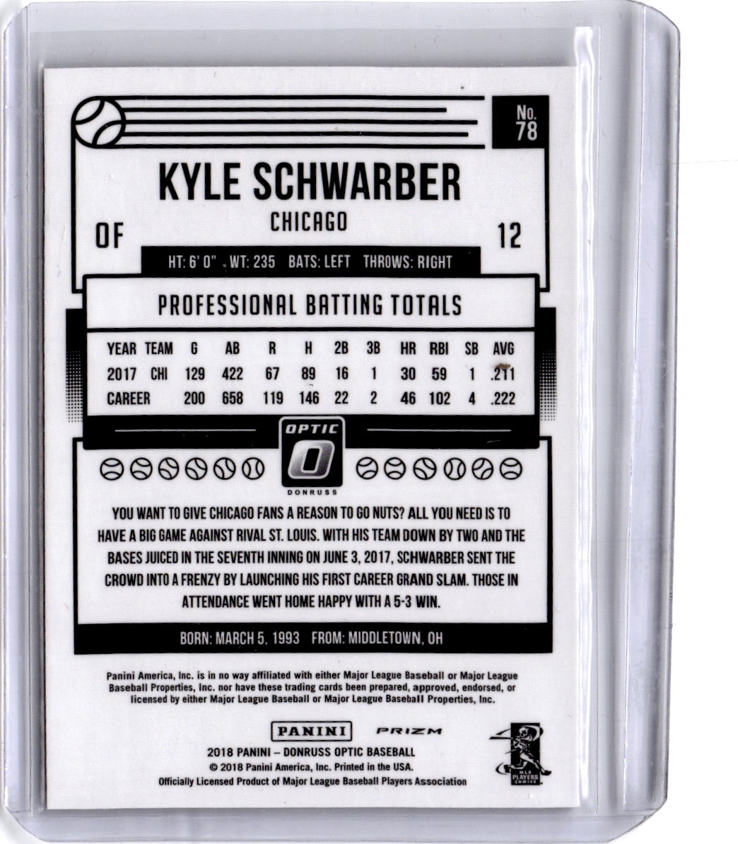 2018 Donruss Optic #78 Kyle Schwarber Holo