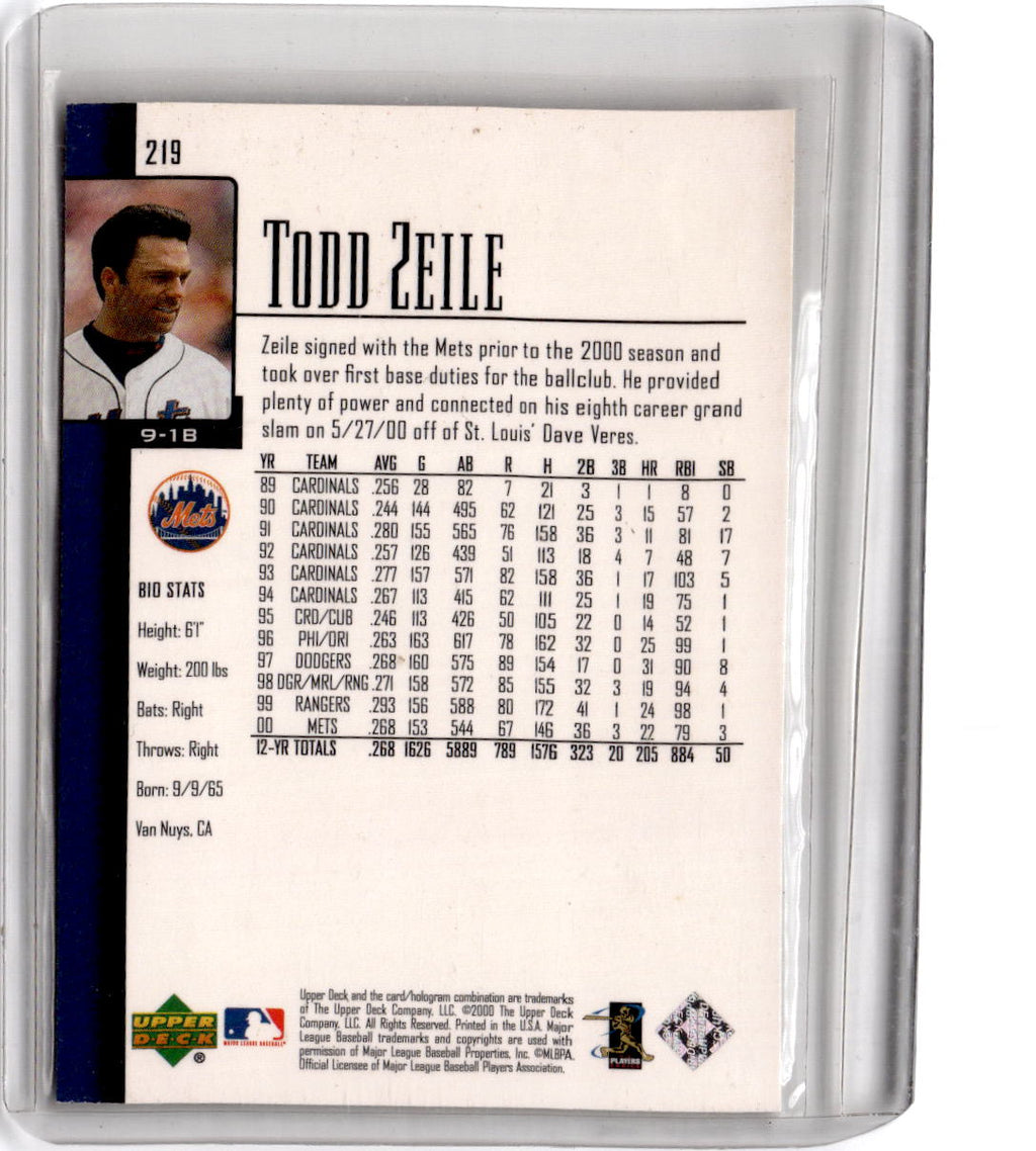 2001 Upper Deck #219 Todd Zeile UD Exclusives Silver #/100