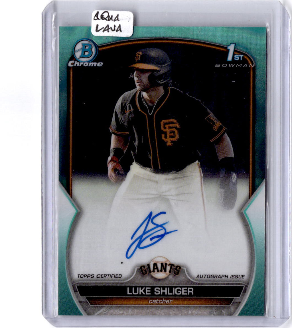 2023 Bowman Draft #CDA-LS Luke Shliger Chrome Prospect Autographs aqua wave /199