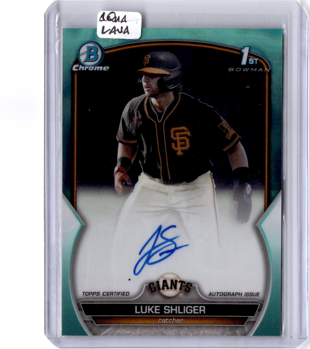 2023 Bowman Draft #CDA-LS Luke Shliger Chrome Prospect Autographs aqua wave /199
