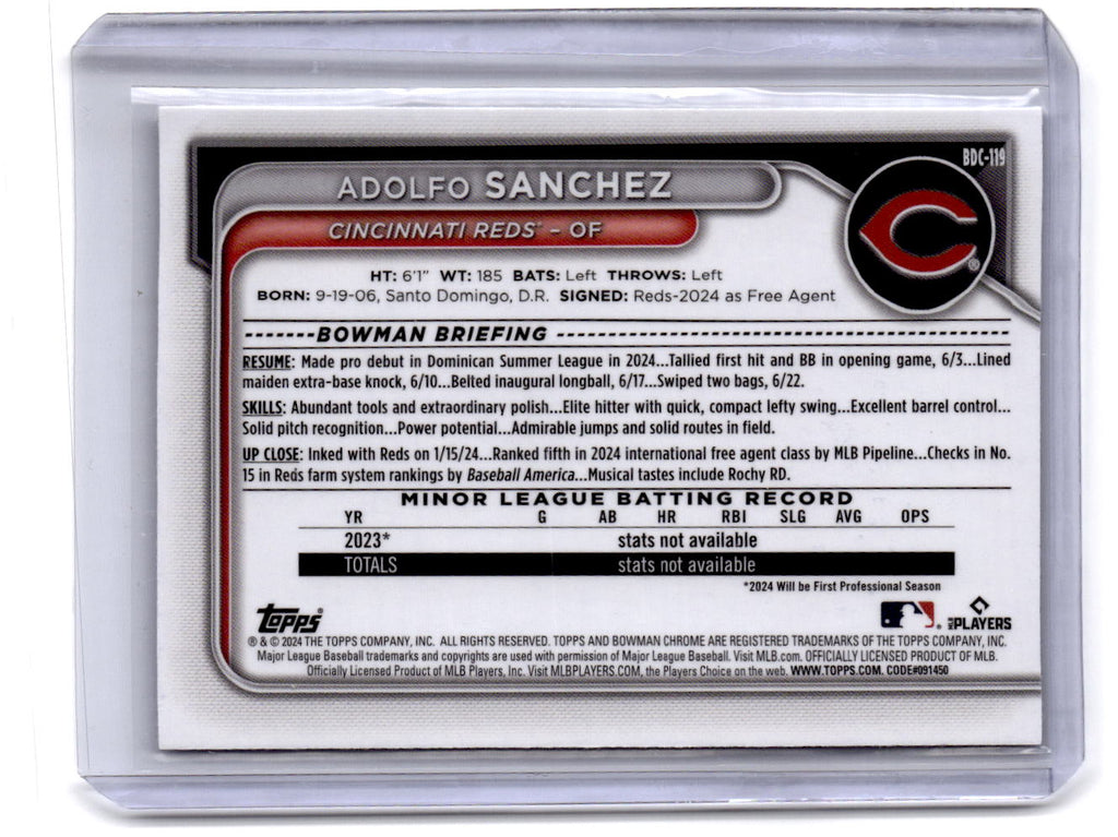 2024 Bowman Draft #BDC-119 Adolfo Sanchez Chrome Blue Refractor #/150