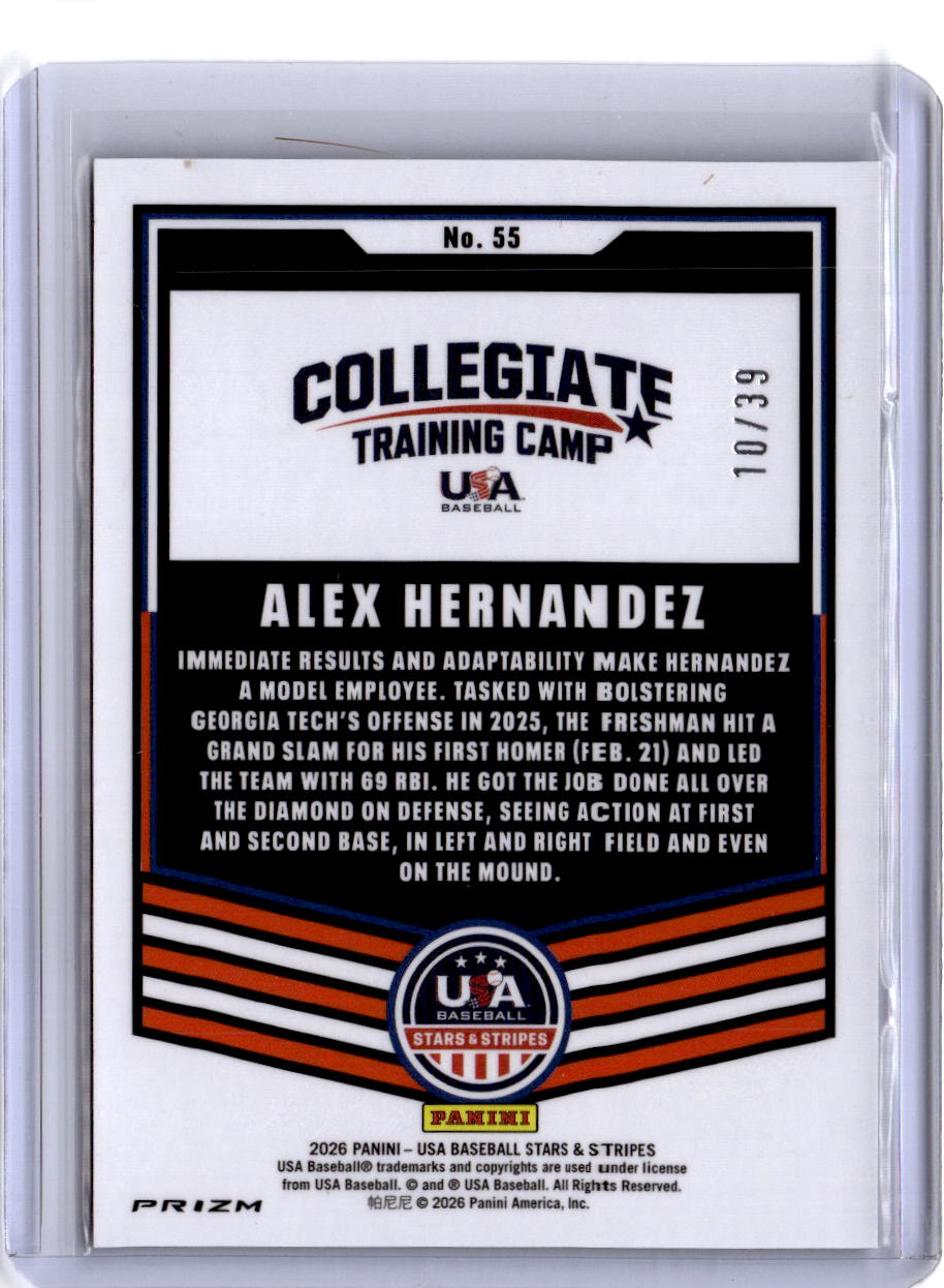 2026 Panini Stars & Stripes Prizm USA Baseball #55 Alex Hernandez Black Velocity
