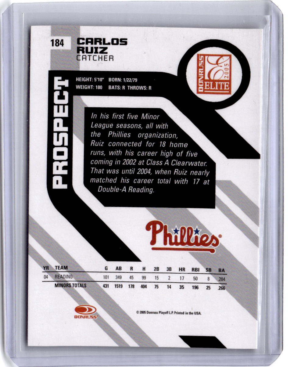 2005 Donruss Elite #184 Carlos Ruiz #/1000