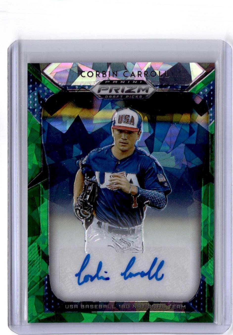 2019 Panini Prizm Draft Picks #14 Corbin Carroll Autographs Green Ice