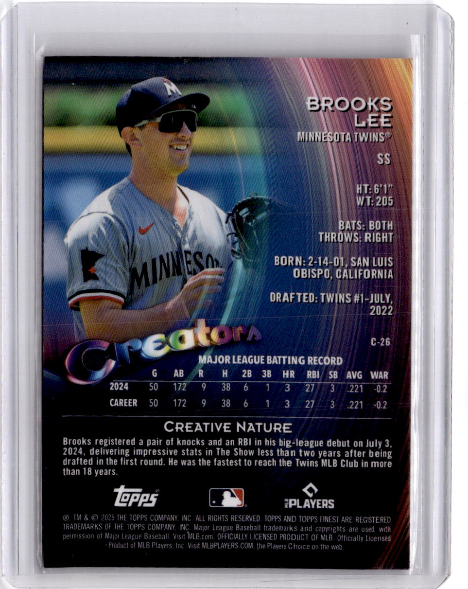 2025 Finest #C-26 Brooks Lee Creators Orange Refractors #/25