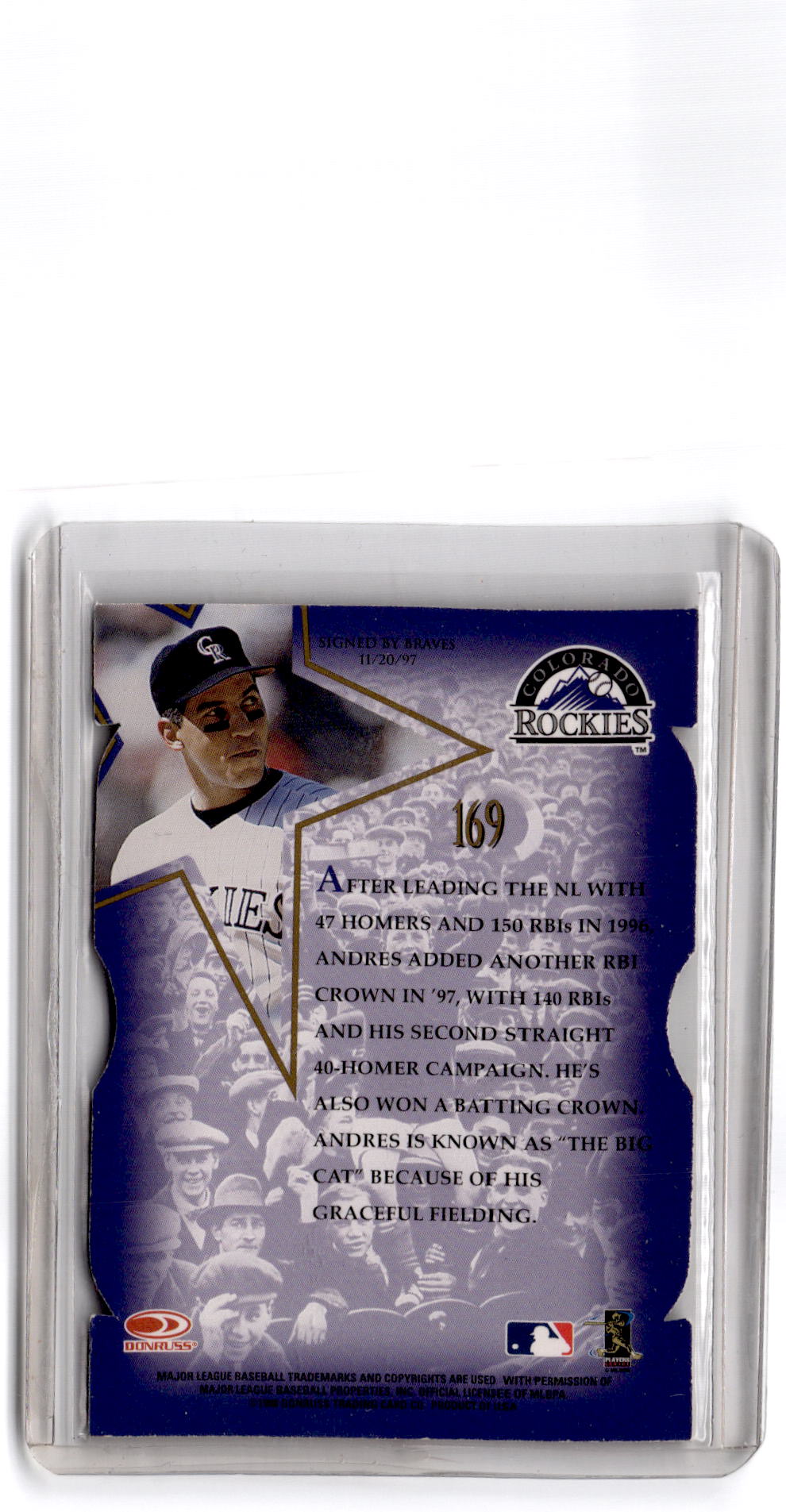 1998 Leaf #169 Andres Galarraga Fractal Diamond Axis #/50