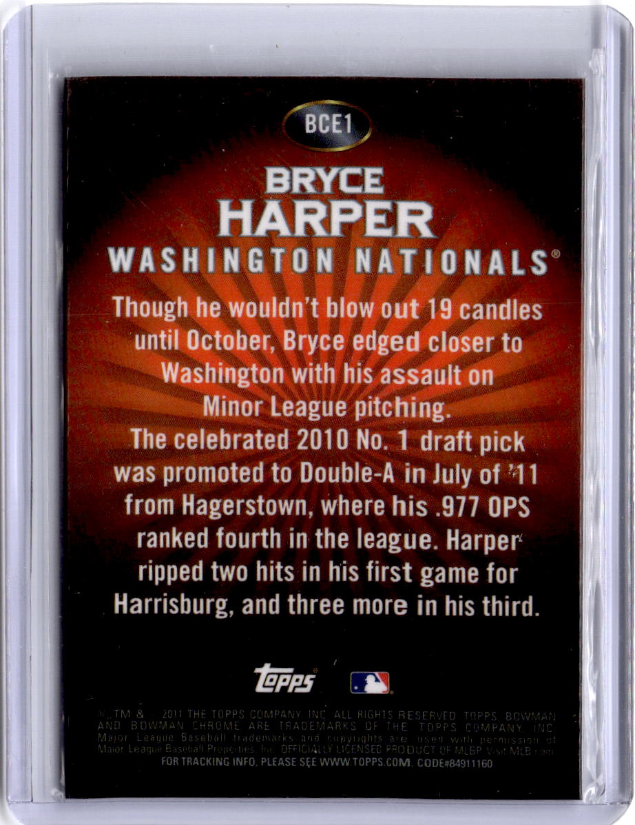 2011 Bowman Chrome #BCE1b Bryce Harper Bryce Harper Retail Exclusive : Gold