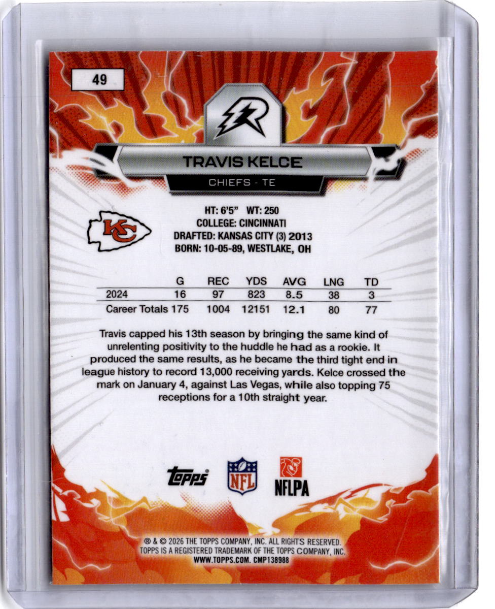 2025 Topps Resurgence #49 Travis Kelce Purple Surge Refractor #/75